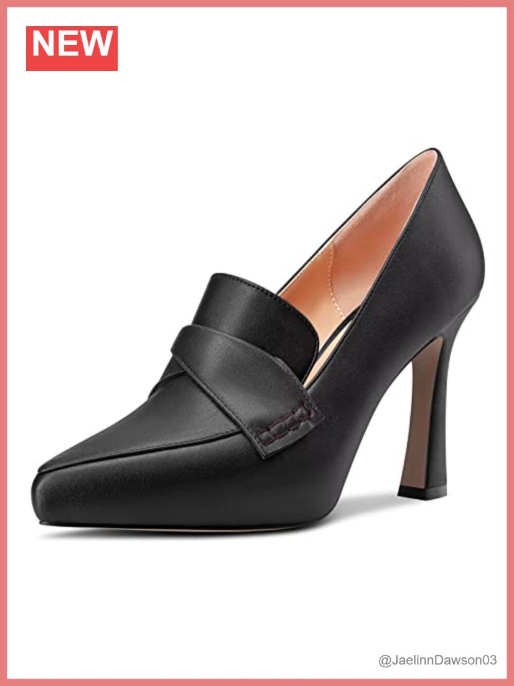 Women's Stiletto Platform Heel Loafers Pointed Toe Slip-on Pumps 3.9 inch Heels